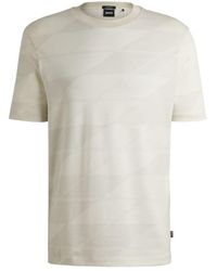 BOSS - Mercerized-Cotton T-Shirt With Two-Tone Jacquard - Lyst