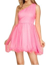 She + Sky - One Shoulder Polka Dot Organza Mini Dress - Lyst