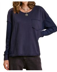 Umgee - Round Neck Top With Waffle Knit Long Sleeve - Lyst