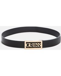 Guess - Cutout Logo Plaque Belt - Lyst
