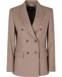 Seventy - Mud Double-Breasted Padded Shoulders Wool-Blend Jacket - Lyst