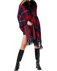 oolala - Plaid Cape With Fur Collar - Lyst