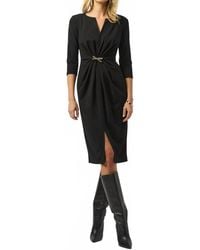 Joseph Ribkoff - Ruched Front Slit V-Neck Mini Dress - Lyst