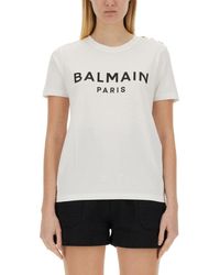 Balmain - Regular Fit T-Shirt With Bold Logo - Lyst