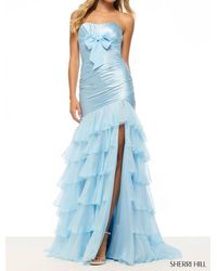 Sherri Hill - Strapless Mermaid Stretch Satin Gown - Lyst