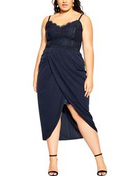 City Chic - Pleated Lace Cocktail And Party Dress - Lyst