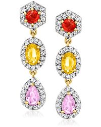 Ross-Simons - Multicolored Sapphire And . White Topaz Drop Earrings - Lyst