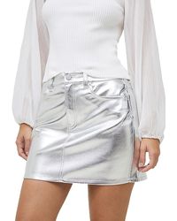 French Connection - Faux Leather Metallic Mini Skirt - Lyst