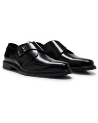 HUGO - Leather Monk Shoes With Buckle And Single Strap - Lyst