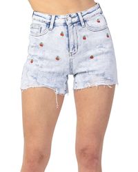 Judy Blue - Cherry Embroidery High Rise Cut-off Short - Lyst