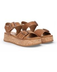 Blowfish - Tan Faux Leather Platform Sandals - Lyst