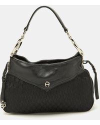 Aigner - Signature Canvas And Leather Hobo - Lyst