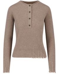 Uma Wang - Ribbed Cashmere Henley Sweater - Lyst