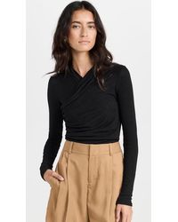 Vince - L/s Fixed Wrap Top Stretch Cotton Spandex - Lyst