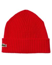 Lacoste - Ribbed Wool Beanie - Lyst