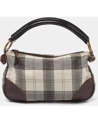 Miu Miu - /brown Canvas And Leather Hobo - Lyst