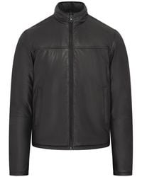 Infinity Leather - Hooded Reversible Bomber Leather Jacket - Lyst