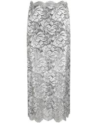 Rabanne - Midi Skirt With Scalloped Waistline And Metallic Lace Fabric - Lyst