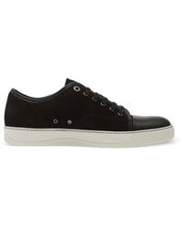 Lanvin - Low-Top Suede Sneakers With Smooth Leather Toe Cap - Lyst