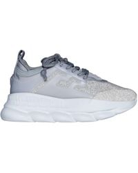 Versace - New Chain Reaction Reflective Silver Crystal Rhinestone Sneaker - Lyst