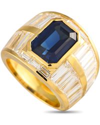 Non-Branded - Lb Exclusive 18k Yellow 4.95ct Diamond And Blue Sapphire Ring Mf05-041924 - Lyst