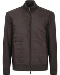 Fay - Zip Quilted Panel Cotton Zip-Up Jacket - Lyst