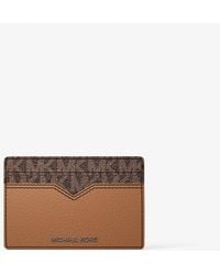 Michael Kors - Mk Hudson Pebbled Leather And Signature Logo Money Clip Card Case - Lyst