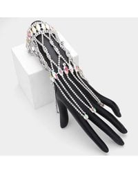 Fashnzfab - Marquise Stone Cluster Embellished Rhinestone Paved Hand Chain Evening Bracelet Ab - Lyst