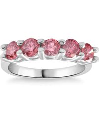 Pompeii3 - 1ct Tw Five Stone Pink Diamond Wedding Ring Lab Grown Band 14k White Gold - Lyst