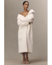 Elliatt - Vivian Faux- Fur Long Coat Jacket - Lyst