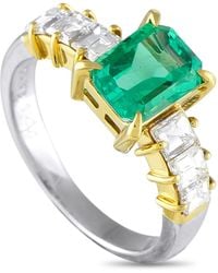 LB Exclusive - Platinum, 18K 0.76Ct Diamond And Emerald Ring Mf14-073025 - Lyst