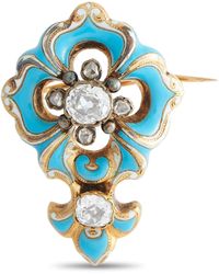 Non-Branded - Lb Exclusive 18k Yellow And Silver 1.60ct Diamond Enamel Brooch Mf18-041924 - Lyst