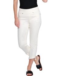 Slimsation By Multiples - 5 Pocket Angled Fringe Hem Jeans - Lyst
