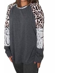 Shirley Stone - Leopard Snake Raglan Top - Lyst