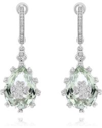 Monary Green Amethyst & Diamond Fashion Earrings Set - White