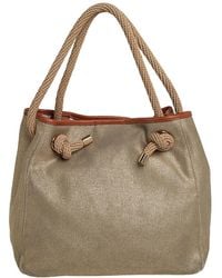 MICHAEL Michael Kors - Metallic /brown Canvas And Leather Large Isla Tote - Lyst