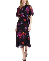 Donna Ricco - Floral Print Mid-calf Midi Dress - Lyst