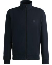 BOSS - Cotton-terry Zip-up Jacket With Logo Patch - Lyst