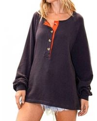 Bucketlist - Contrast Placket Oversize Tunic Top - Lyst