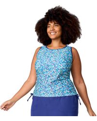 Free Country - Plus Size Full Side Shirring Tankini Top - Lyst