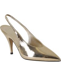 3Juin - Pointed-Toe Slingback Heels With Metallic Finish - Lyst