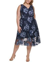 Vince Camuto - Plus Embroidered Fit & Flare Midi Dress - Lyst