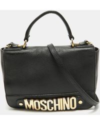 Moschino - Leather Logo Flap Top Handle Bag - Lyst