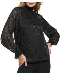 Calvin Klein - Embroidered Mock Neck Pullover Top - Lyst