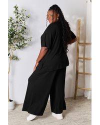 TRUEDAMES - Full Size Round Neck Slit Top And Pants Set - Lyst