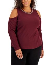 INC - Plus Chain Trim Ribbed Pullover Top - Lyst