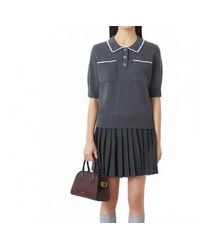 Suncoo - Polka Collared Knit Top - Lyst