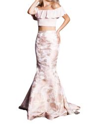Jovani - Two Piece Off The Shoulder Gown - Lyst