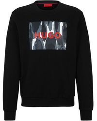 HUGO - Cotton-terry Sweatshirt With Seasonal Logo Artwork - Lyst