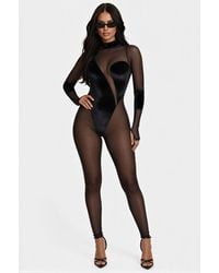 TRUEDAMES - Long Sleeve Mock Neck Mesh Jumpsuit - Lyst